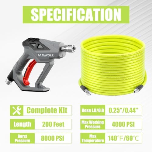 M MINGLE Sewer Jetter Kit for Pressure Washer 200 FT - Image 2