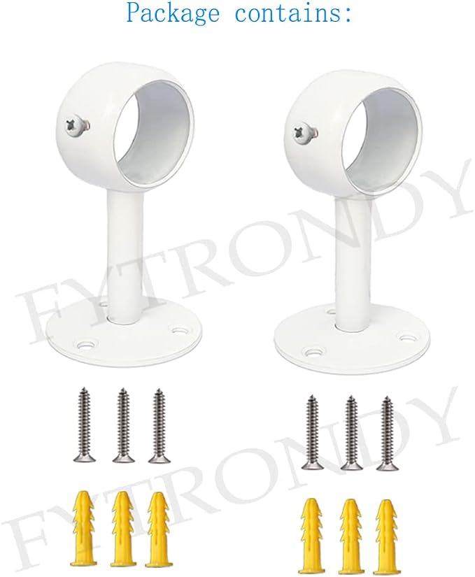 White Edition Stainless Steel Wardrobe Pipe, Closet Lever Support Rod Holder - Image 3