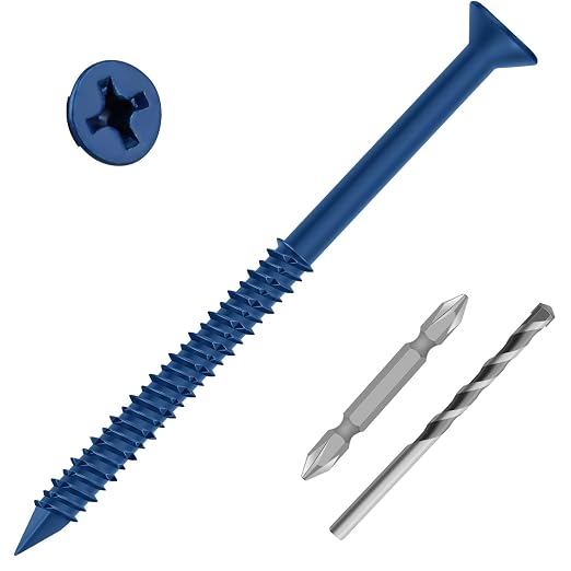 3/16" x 3-3/4" Concrete Screw Anchor Blue Flat Head Screws by Etauwe