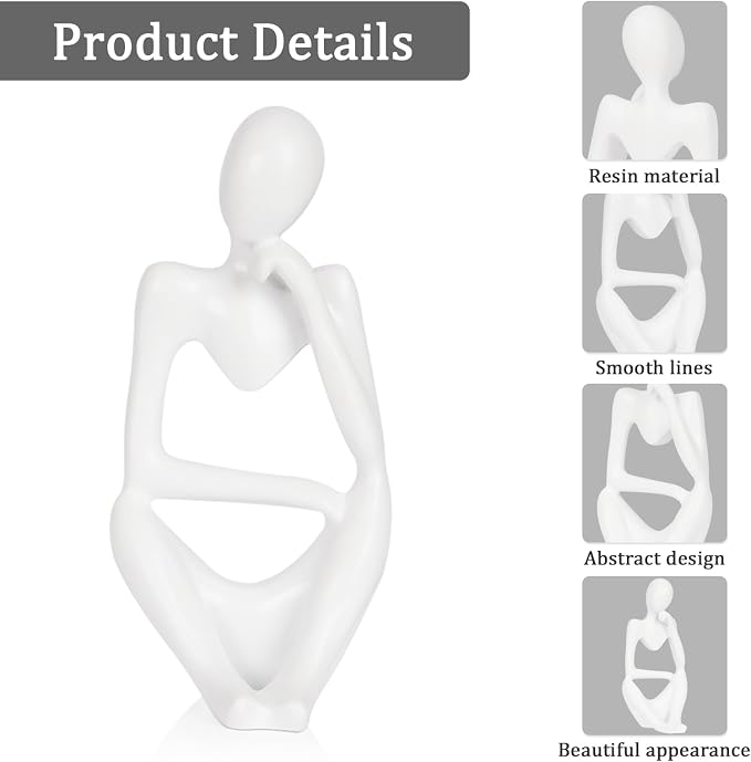 Sandstone Resin Thinker Statue Style Abstract Sculpture, Right | Small Statue - Image 4