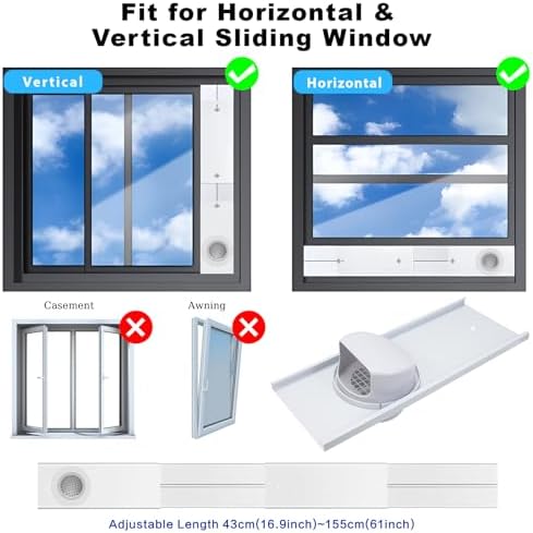 Dryer Window Vent Kit for 4 Inch Ducting, Window Dryer Vent Kit 17-61" - Image 5