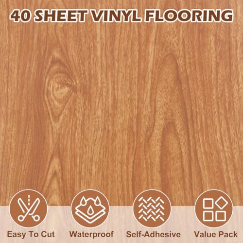 AKOLAFE 40 Sheet Vinyl Flooring 12x12 Inch Peel and Stick Floor Tile Waterproof - Image 3