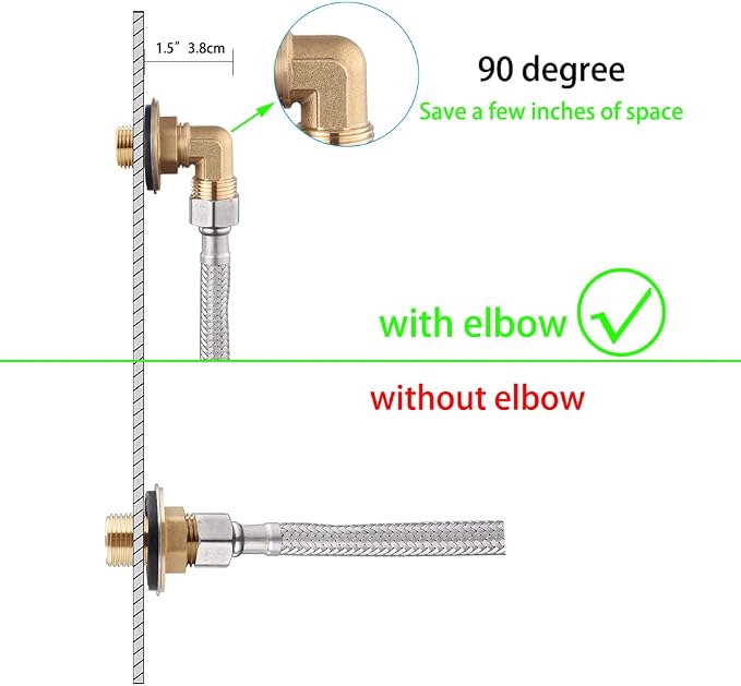 Wall Mount Commercial Faucet Installation kit, Brass 90 dergee backsplash Mount - Image 7