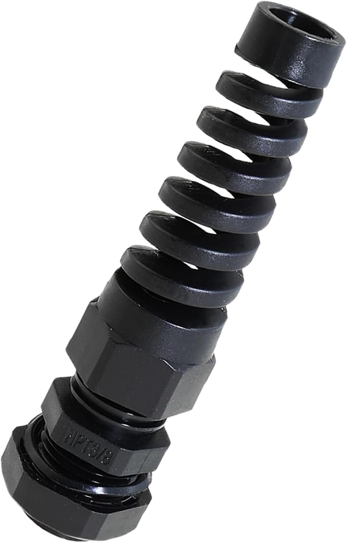 Heyous 2PCS NPT 3/8 Inch IP68 Waterproof Cable Gland Bend Relief Spiral Strain - Image 4