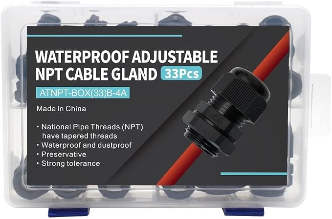 Electrical Conduit Fittings 33 Pack Adjustable 3-18mm Nylon PA66 Cable Glands - Image 8