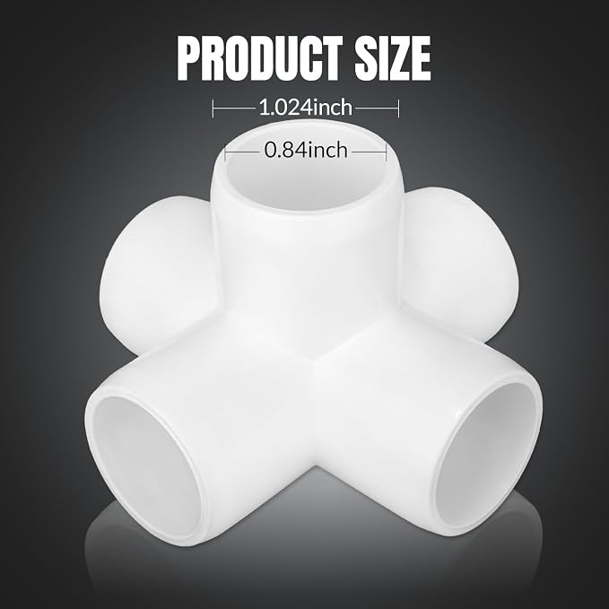 20-Pack 1/2 inch 5 Way PVC Fitting Elbow Furniture Grade Pipe Connector - Image 2