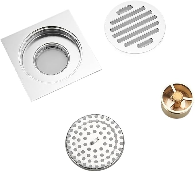 1pc Silver Square Floor Drain 10 * 10cm - Image 4