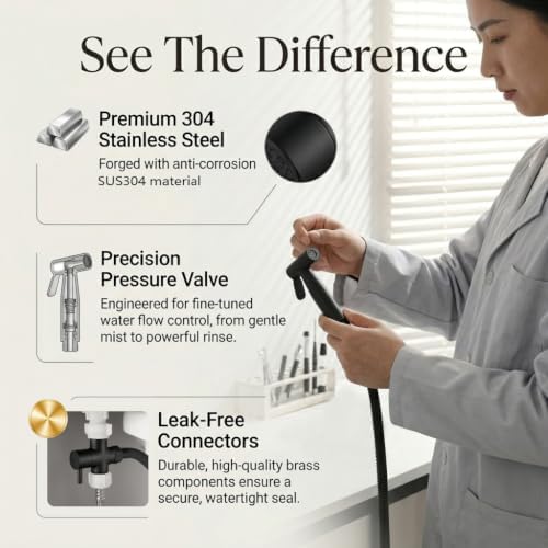 BARROCK Handheld Bidet Sprayer for Toilet, Stainless Steel Metal Made Baby - Image 6