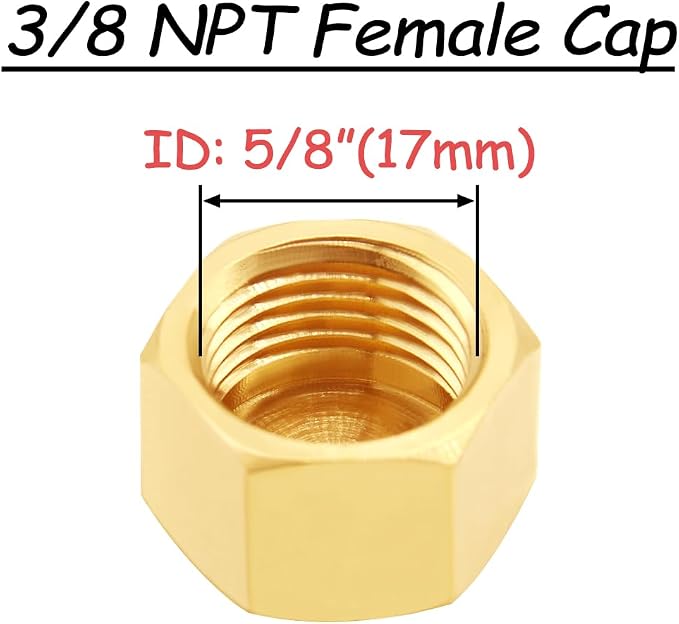 Uenede Brass 3/8 Inch Female NPT Pipe End Caps - Image 2