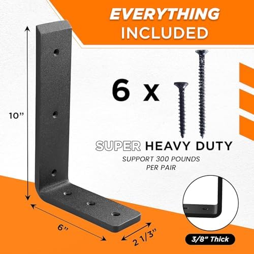 BATODA 10” Countertop Support Steel Brackets, Heavy Duty L Bracket - Image 2