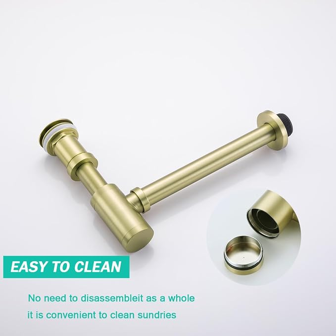 Bottle P-Trap 1 1/4 with Pop Up Drain Stopper Without Overflow - Image 3
