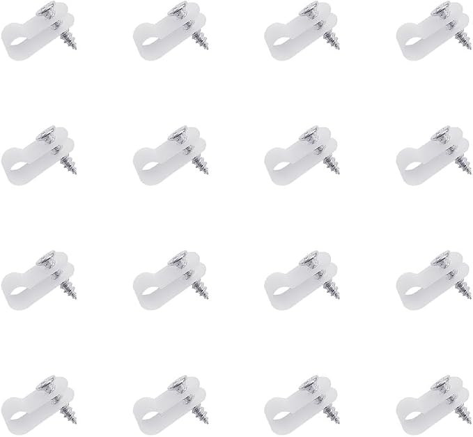 100 Pcs Wire Clamps, 1/4 White Cable Clamp R-Type | Nylon Screw Mounting Cord by Unknown