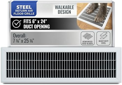 Fits 6x24 and 24x6 Duct Opening | Return Air Floor Grille by Handua | Walkable by Handua
