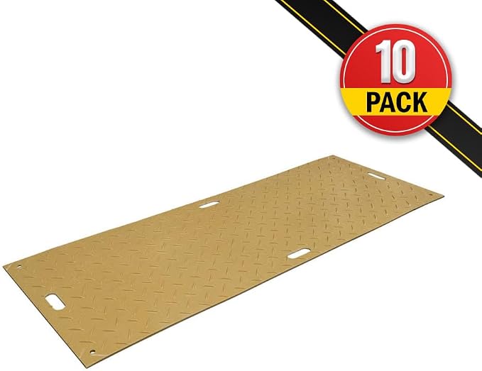 10 Pk 4' x 8' - 1/2" Thick Heavy Duty Tan Ground Protection Mats - Easily - Image 2
