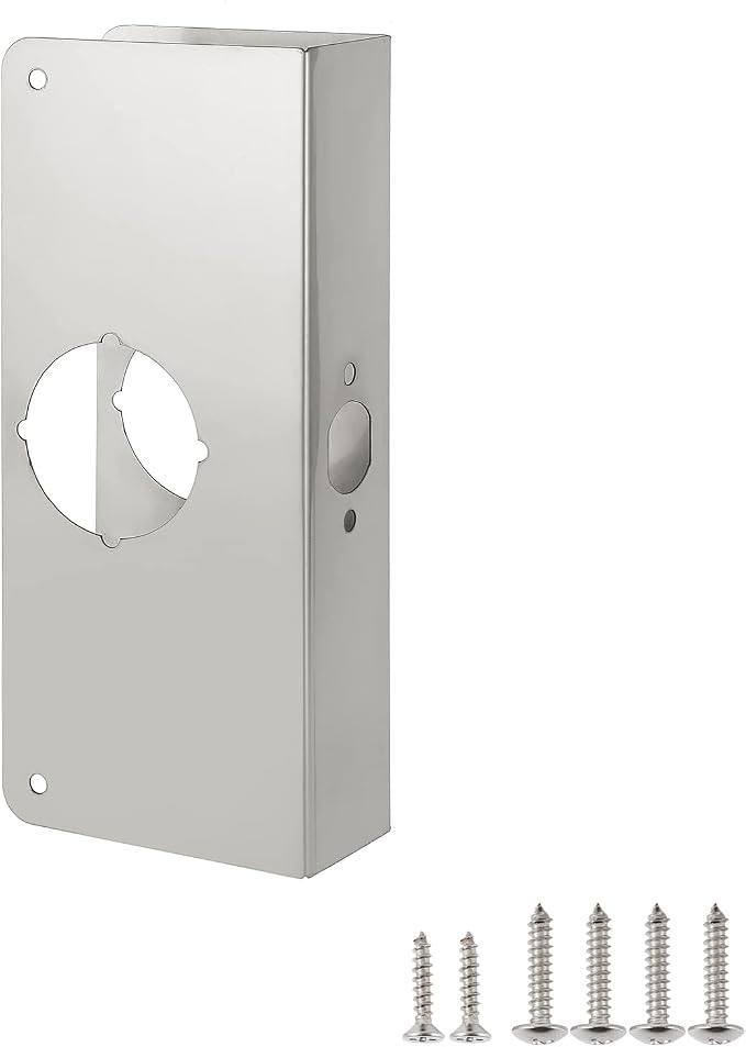 Door Reinforcement Plate, Stainless Steel, Fits 1-3/8" Doors, 2-3/8" Backset by NAUBEA