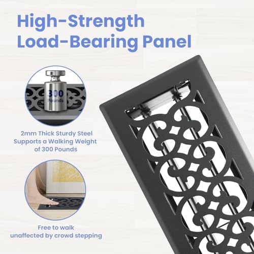 Howeall 4x14 Inches Heavy Duty Walkable Floor Register Easy Adjust Air Supply - Image 2