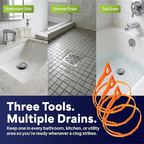 3 Pack 19.7in Drain Snake Hair Clog Remover - Image 5