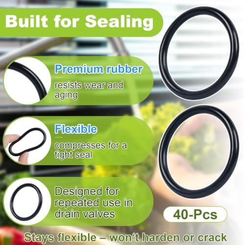 40 Pcs Sink Drain O-Ring, Plunger Rubber Gasket, Compatible - Image 4