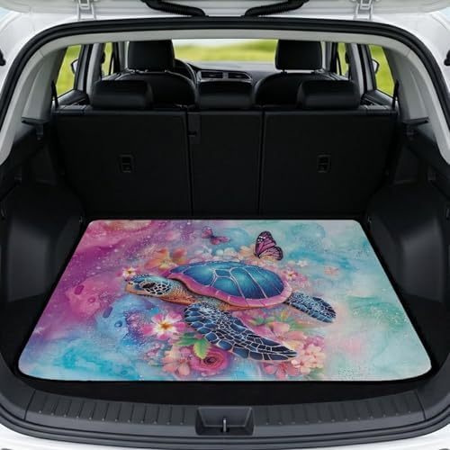 Pink Marble Sea Turtle Heavy Duty Trunk Mat 29"x39" by Darisoco