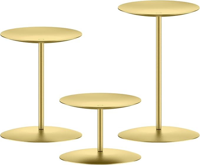 smtyle Gold Pillar Candle Holders, Reversible Set of 3 by smtyle