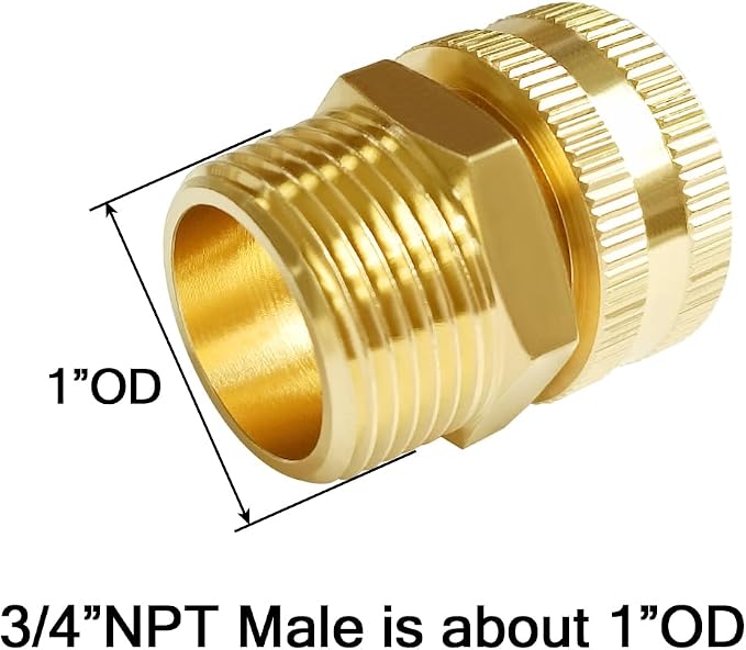Joywayus 2PCS Brass Swivel Pipe Fitting 3/4" GHT Female x 3/4" NPT Male | - Image 4