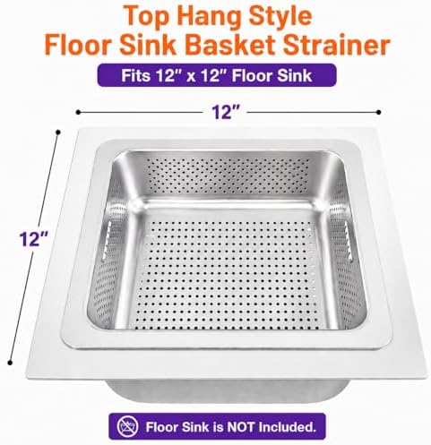 GSW FS-BS Stainless Steel Floor Sink Drain Strainer 10” x 10” x 2-1/2” - Image 4
