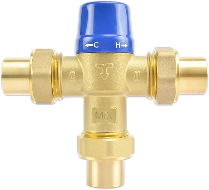 Thermostatic Mixing Valve, LF Brass Construction, Temperature Control, 3/4 Inch - Image 2