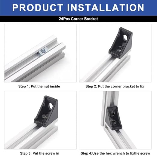24pcs 2020 Aluminum Extrusion Corner Bracket Black - Image 5