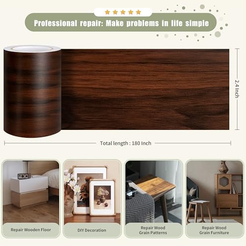 Besezx Wood Grain Repair Tape, 2.4" X15', Self Adhesive Wood Grain Repair Patch - Image 2
