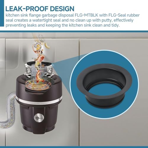 Kitchen Sink Garbage Disposal Flange FLG-MTBLK Putty-Free Rubber Gasket Kit - Image 4
