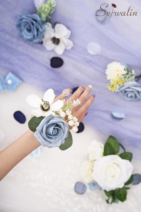 Serwalin Dusty Blue Artificial Flowers Silk Flowers - Image 7