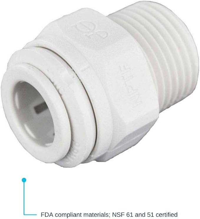 John Guest 3/8 Inch OD x 3/8 Inch NPT Straight Adapter, Push to Connect Plastic - Image 3