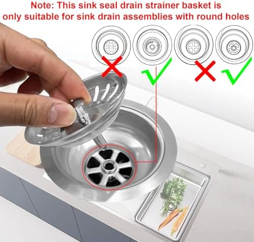 2pcs Kitchen Sink Drain Basket, 3 1/4 '' 304 Stainless Steel Drainage - Image 3