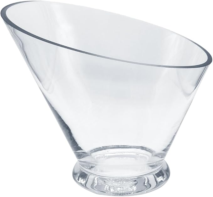 WGVI Slant Cut Calyx Glass Vase, Width 9", Height 7.75", Candy Dish, Fruit Jar - Image 2