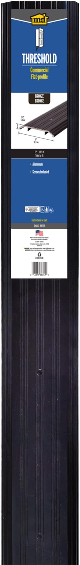 5 in. x 1/2 in. x 72 in. Bronze Aluminum Commercial Flat-Profile Threshold - Image 5