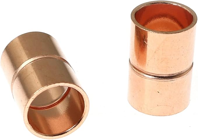 RLECS 8pcs Straight Copper Coupling Rolled Tube Stop Pipe Fitting 3/8 Inch ID - Image 2