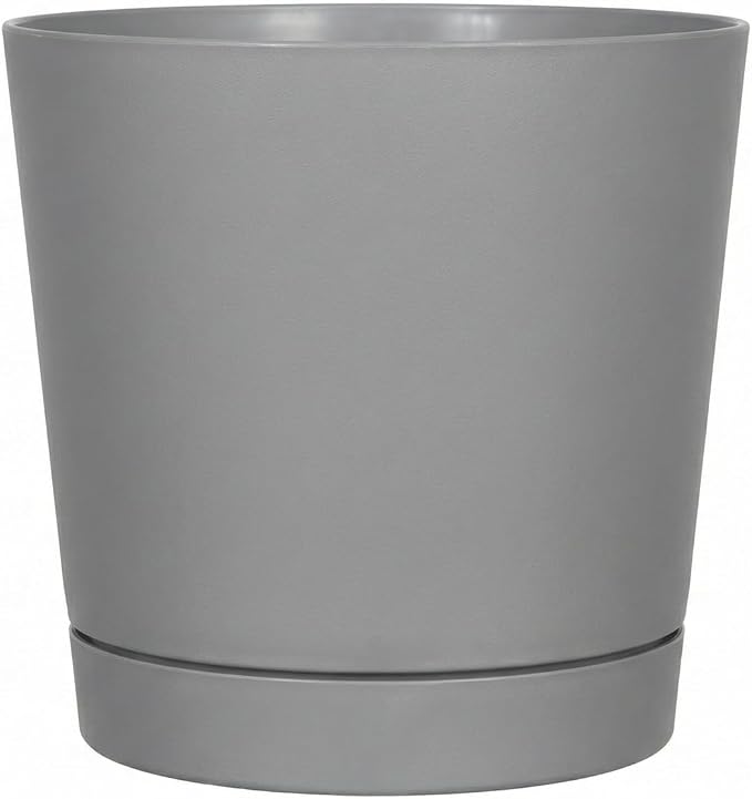 Root & Vessel Majestic Full Depth Round Cylinder Pot, Glossy Gray by Novelty