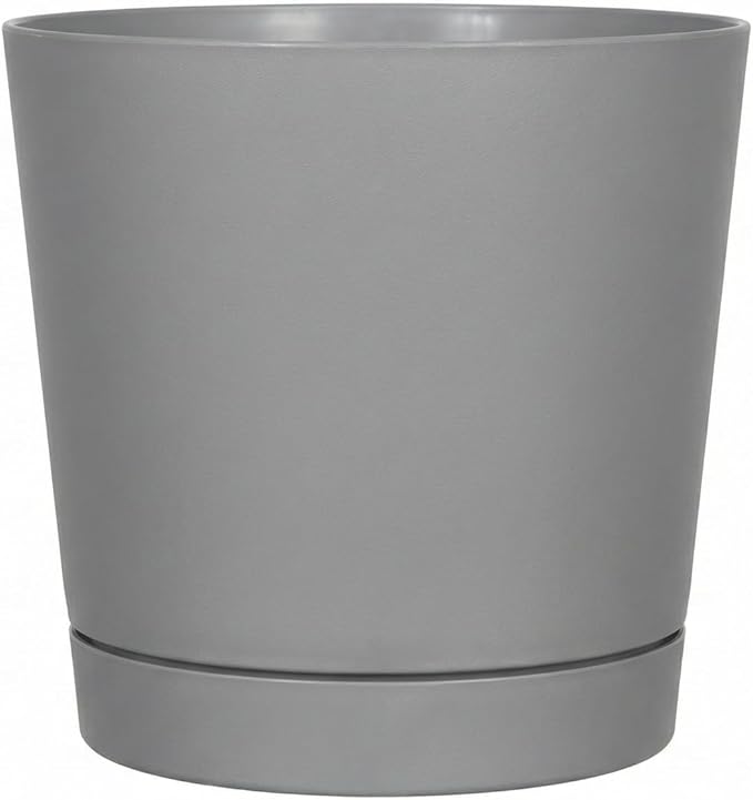 Root & Vessel Majestic Full Depth Round Cylinder Pot, Glossy Gray by Novelty