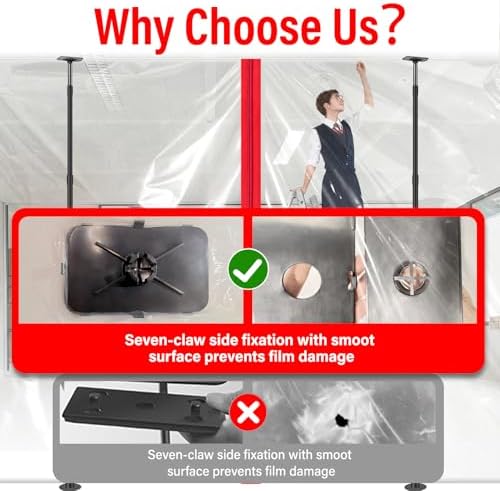 12FT Exclusive Patent Dust Barrier Poles Kit, Spring Retractable Loaded Wall - Image 5