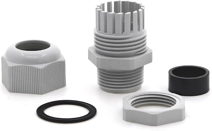 AnRui 15Pcs Waterproof NPT Cable Glands 3/4” Grey Nylon Adjustable Cable Gland - Image 2