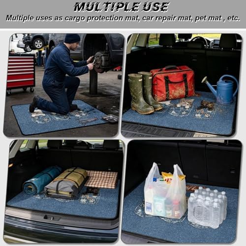 Funny Cat Print Heavy Duty Cargo Mat Racing Trunk Mat Universal Waterproof - Image 3