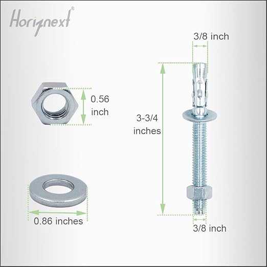3/8 Concrete Anchors, 3/8 Wedge Anchors Bolts, 3-3/4" L, equipment bases - Image 2