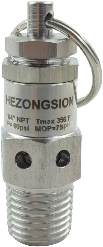 Mini 1/4" NPT Male Adjustable Pressure Relief Valve SS304 Stainless Steel PRV by HEZONGSION
