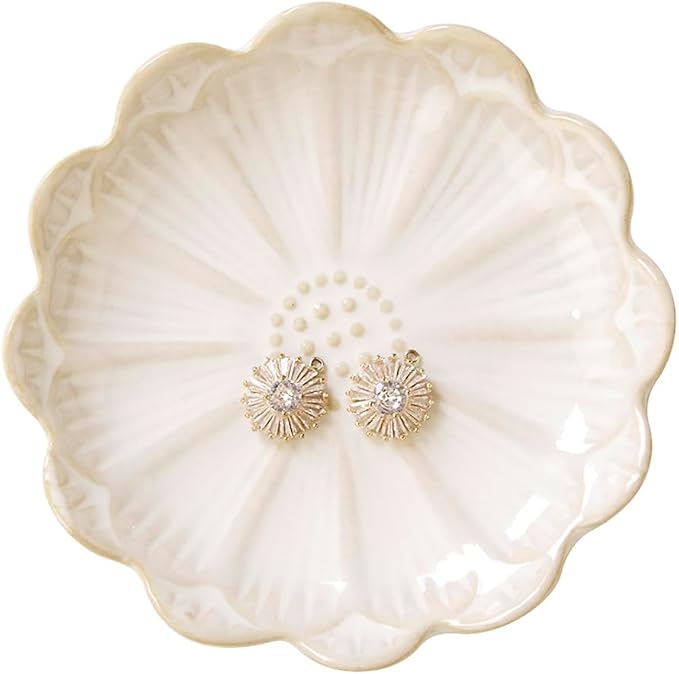 Lotus Ring Holder Dish Small Indoor Ash Tray, Ceramic Dessert Plate Trinket by JAMEND+CLXP