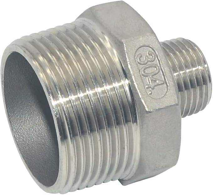 1-1/4" x 1/2" Male Threaded Reducing Nipple Fitting/Adapter, Stainless Steel - Image 4