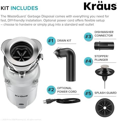 KRAUS WasteGuard 1/3 HP Continuous Feed Garbage Disposal - Image 4