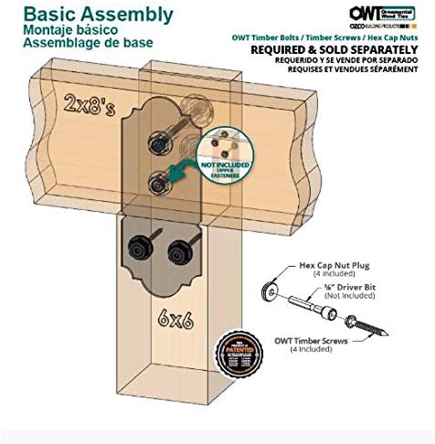 OZCO Laredo Sunset Post to Beam Flush Connector, 2 Pack, fits wood beams and - Image 3