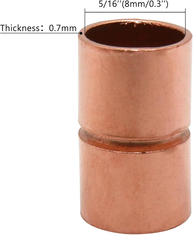 Straight Copper Fittings, 5/16 Inch ID Copper Pipe Welding Joint - Image 2
