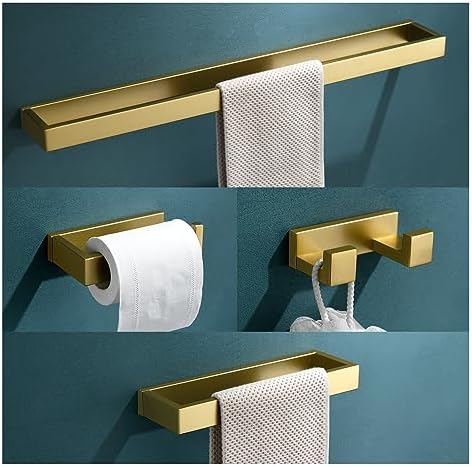 4-Piece Modern Gold Bathroom Hardware Accessories Set by TNOMS