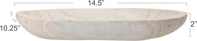 Large Whitewashed Decorative Wood Bowl - Image 2